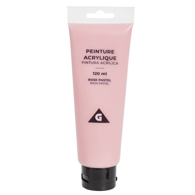 Tube de peinture acrylique rose pastel 120ml