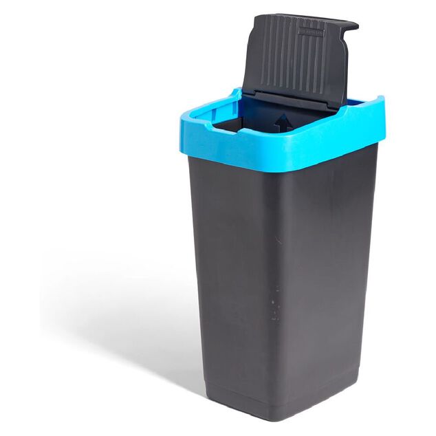 Poubelle de tri pour papier 60L plastique bleu et noir