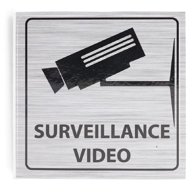 Signal&eacute;tique adh&eacute;sive "Surveillance vid&eacute;o" - 8x8 cm