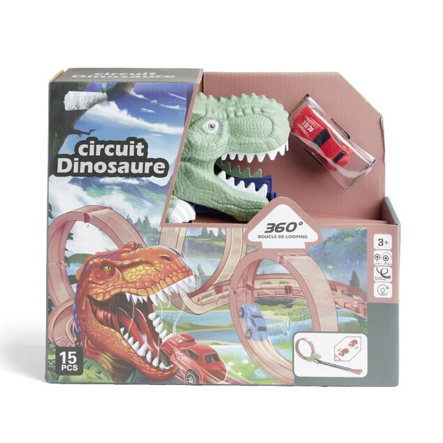 Circuit dinosaure 360° boucle de looping 15 pièces