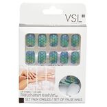 Kit faux ongles style serpent verts et bleus 24 pièces