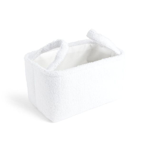 Pani&egrave;re laine boucl&eacute;e blanche 28x18xH15cm