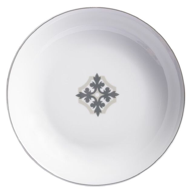 Assiette creuse blanche carreau de ciment flocon &Oslash;21cm