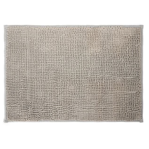 Tapis pour salle de bain chenille uni gris 45x65cm