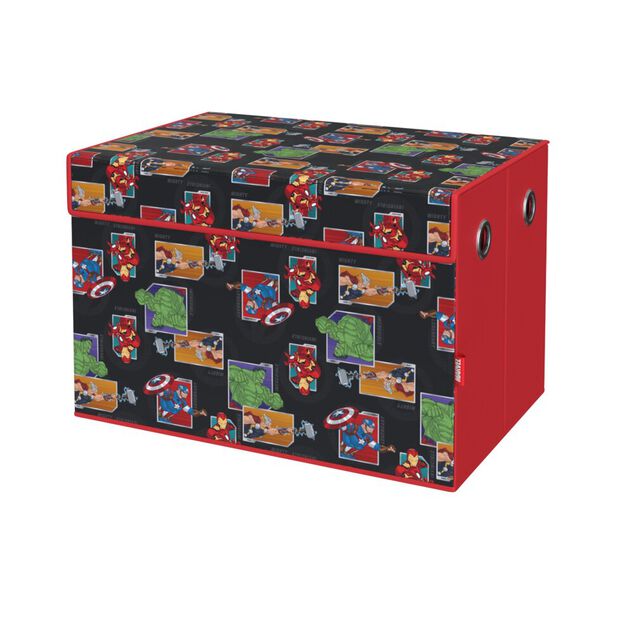 Coffre de rangement enfant Marvel rembourr&eacute; mousse noir 49x33xH32cm