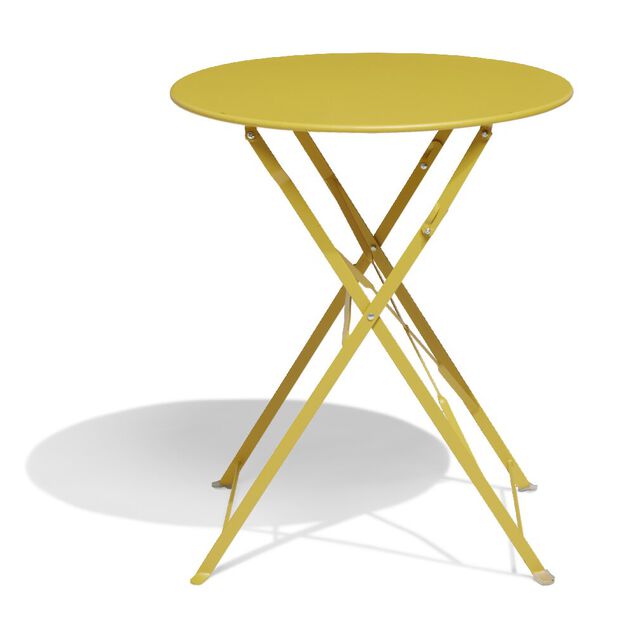 Table de jardin ronde Rio pliante m&eacute;tal jaune &Oslash;60cmxH70cm