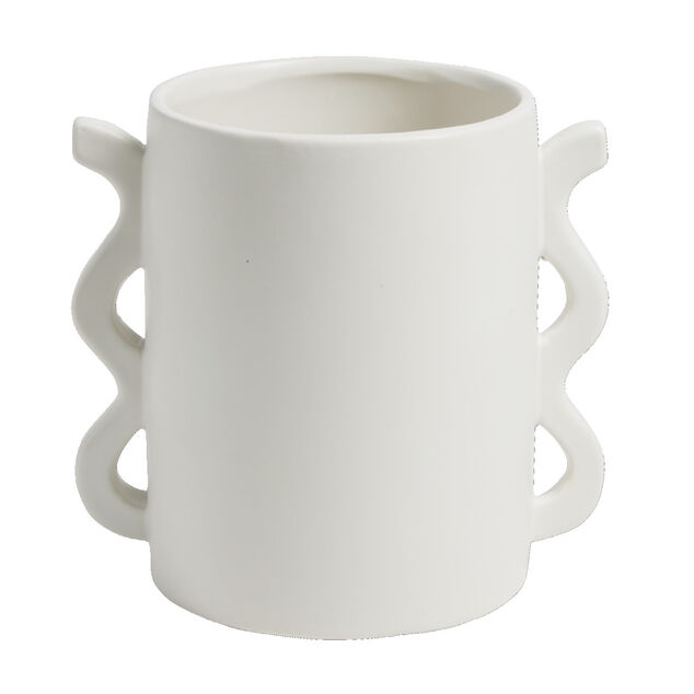 Pot en c&eacute;ramique blanc avec multi anses 11x13xH8cm