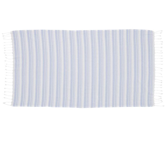 Sac de plage avec fouta &agrave; rayures 90x170cm (2 mod&egrave;les bleu ou rose)