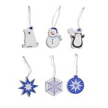 Lot de 6 d&eacute;corations de No&euml;l en bois &agrave; suspendre th&egrave;me bor&eacute;al H6cm