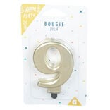 Bougie anniversaire chiffre 9 mat doré