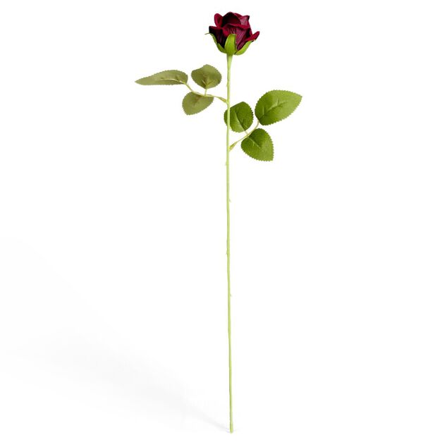 Fleur artificielle rose rouge foncé H51cm