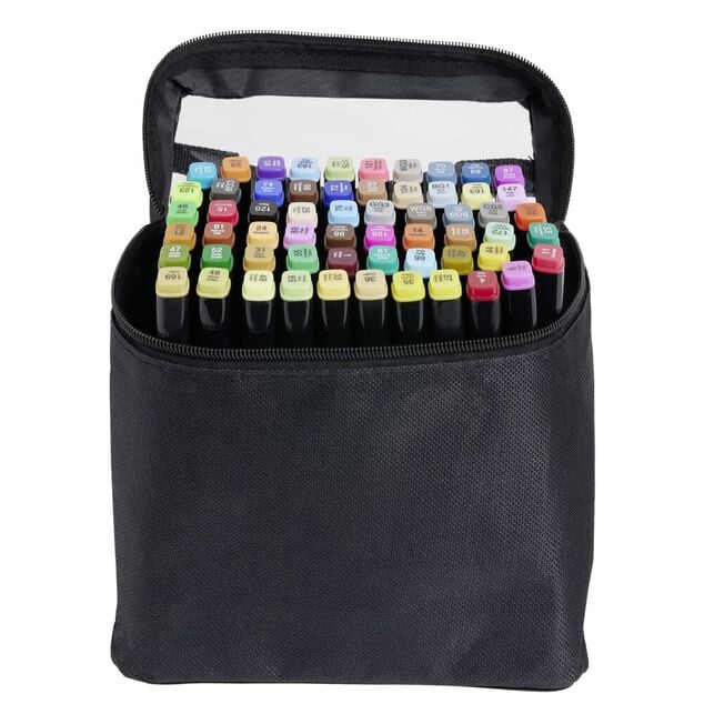 Marqueur double pointe x60 dans pochette transport noir 18,5x12xH16cm