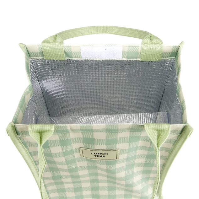 Sac isotherme 13L motif vichy vert 24x15xH33cm