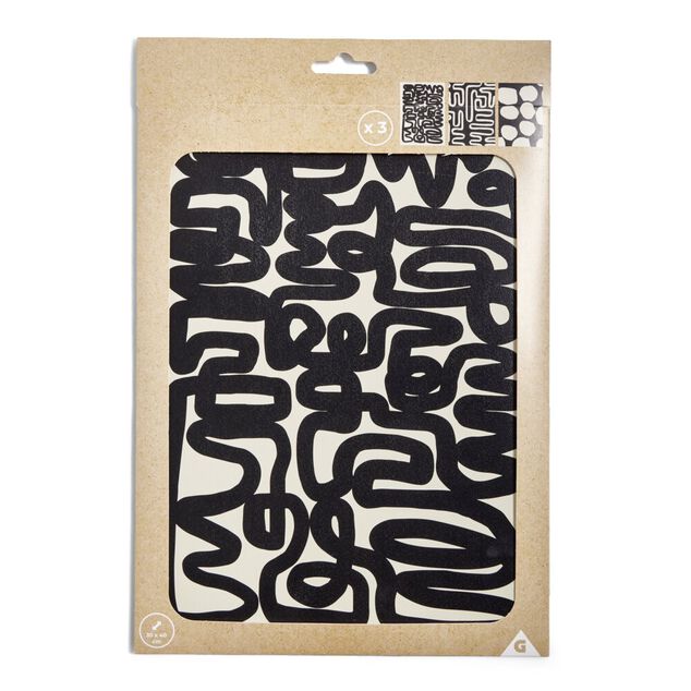 Affiche papier x3 th&egrave;me abstrait noir et beige 30x40cm