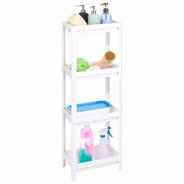 &Eacute;tag&egrave;re salle de bain 4 niveaux blanc