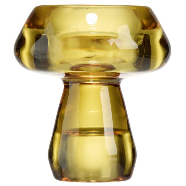 Bougeoir forme champignon verre &Oslash;6XH7 cm (3 mod&egrave;les rouge/vert/jaune)