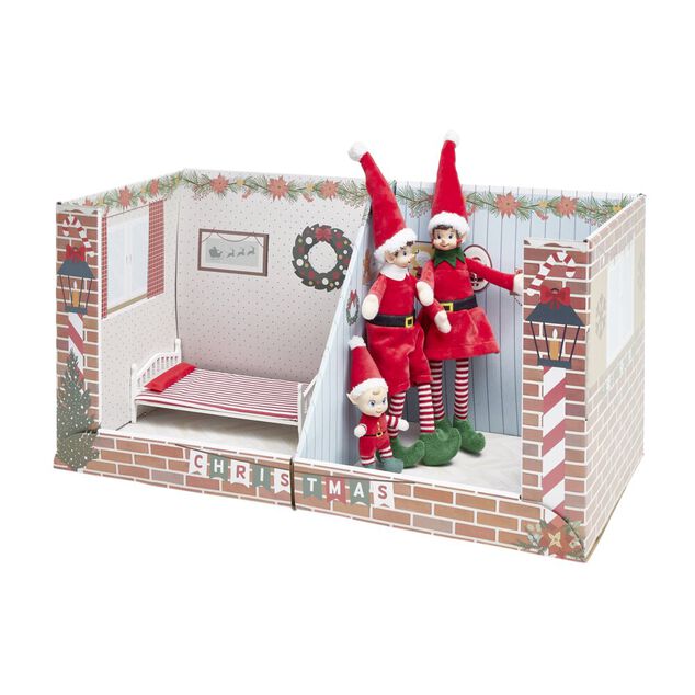 Lutin farceur b&eacute;b&eacute; feutrine rouge et blanc H14,5cm