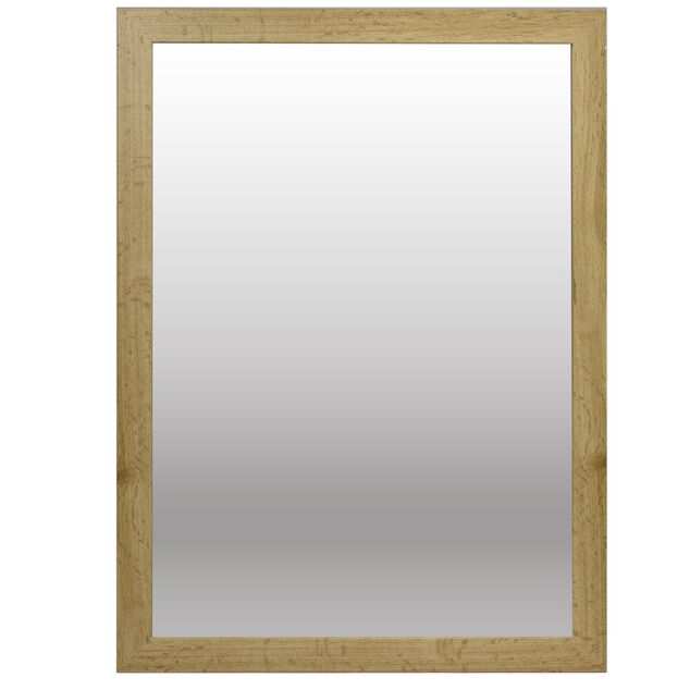 Miroir bord bois et verre h&egrave;tre marron 50x70cm