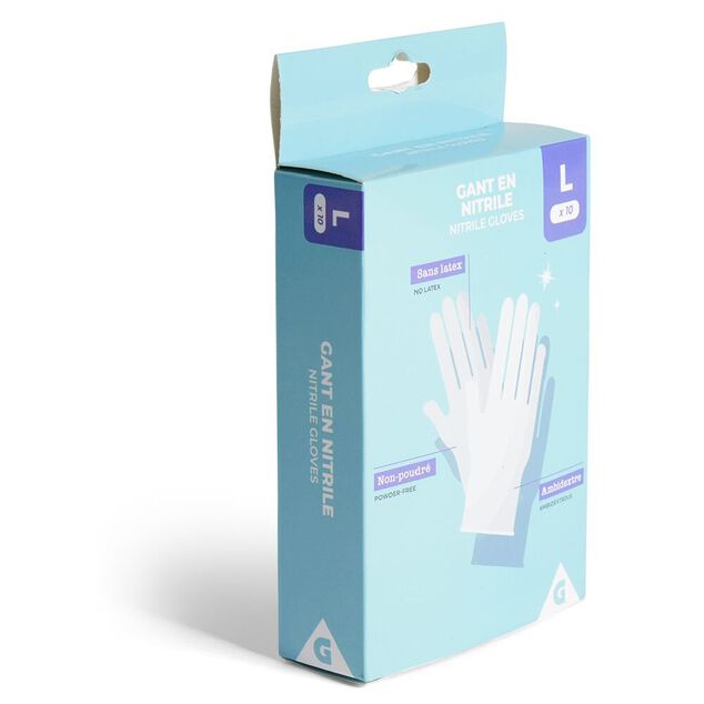 Gants en nitrile taille L x10 bleu