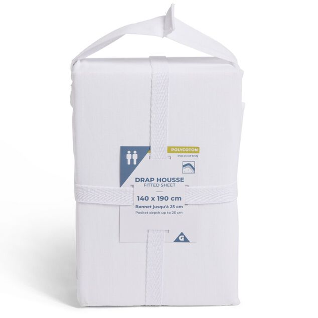 Drap housse 140x190cm polycoton blanc