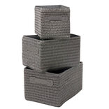 Panière de rangement grise effet tressé x3