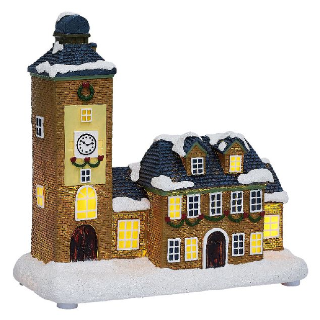 Maison lumineuse de No&euml;l nordique bleu H15,3cm