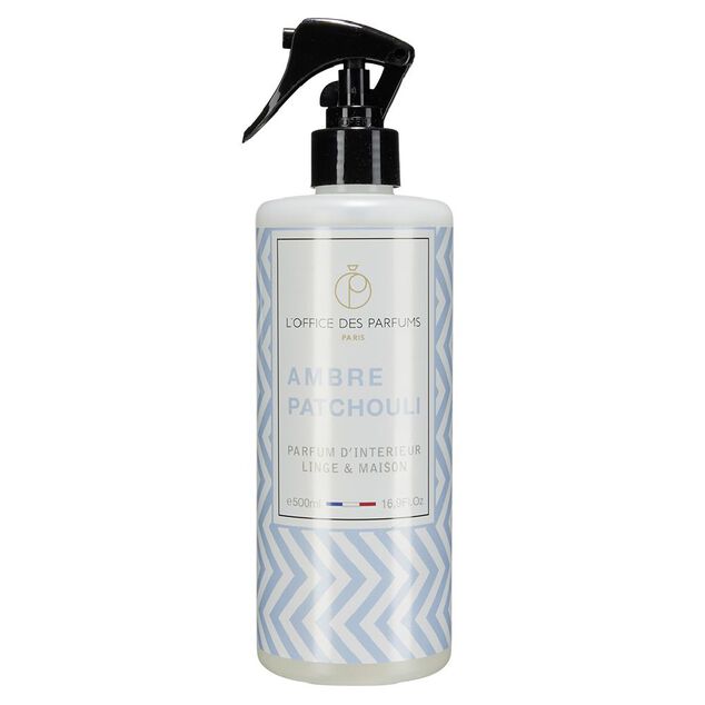 Parfum d'int&eacute;rieur linge et maison senteur Ambre Patchouli 500 ml