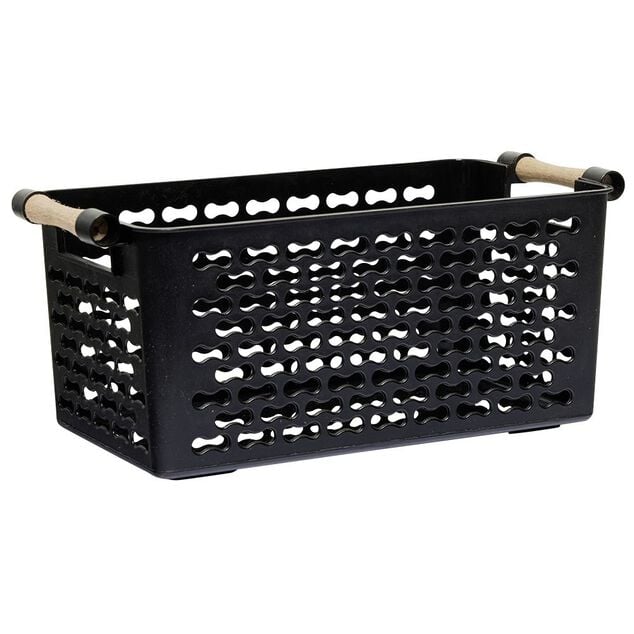 Pani&egrave;re en plastique avec poign&eacute;e bois 4L