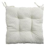 Galette de chaise carrée 38x38cm blanc écru motif feuillage