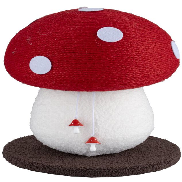 Griffoir pour chat forme champignon rouge et blanc &Oslash;28xH34cm