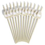 Paille personnalisable étiquette pomme de pin blanc et camel x12