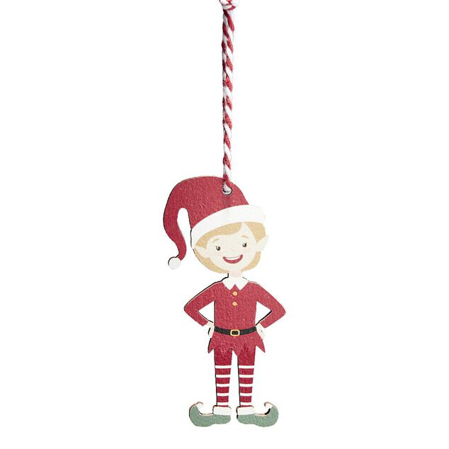 Lutin en bois &agrave; suspendre L10cm - 2 mod&egrave;les fille ou gar&ccedil;on