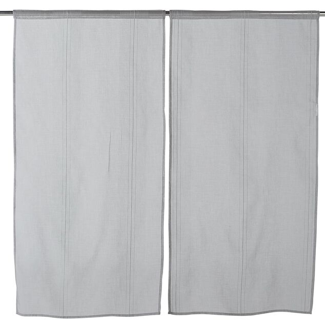 Vitrage droit passe tringle uni gris 60x120 cm x2