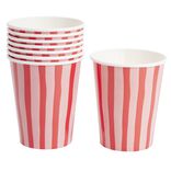 Gobelet carton x8 bayad&egrave;re rayures roses et rouges 25cl