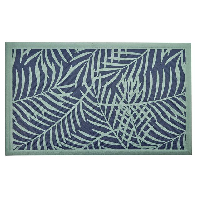 Tapis d'extérieur imprimé feuillage vert et bleu 75x45 cm