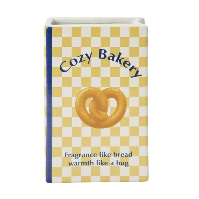 Vase c&eacute;ramique forme livre breakfast 13,5x6,5xH20cm (2 mod&egrave;les croissant ou bretzel)