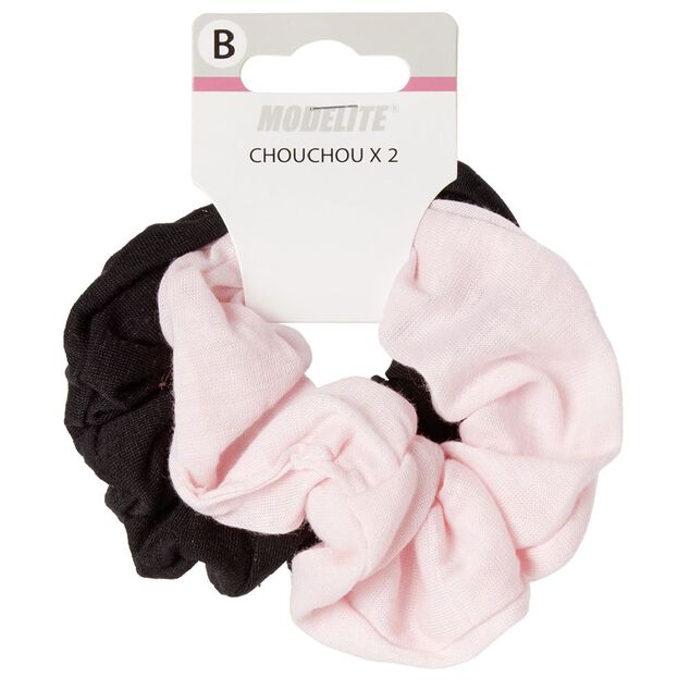 Chouchou en maille rose noir x2