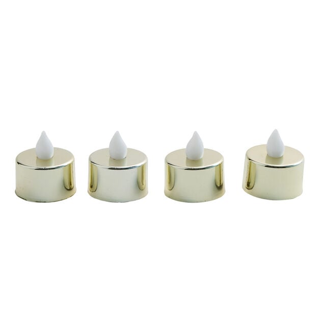 Lot de 4 bougies de table à LED Ø3,7cm - 2 modèles doré ou argenté