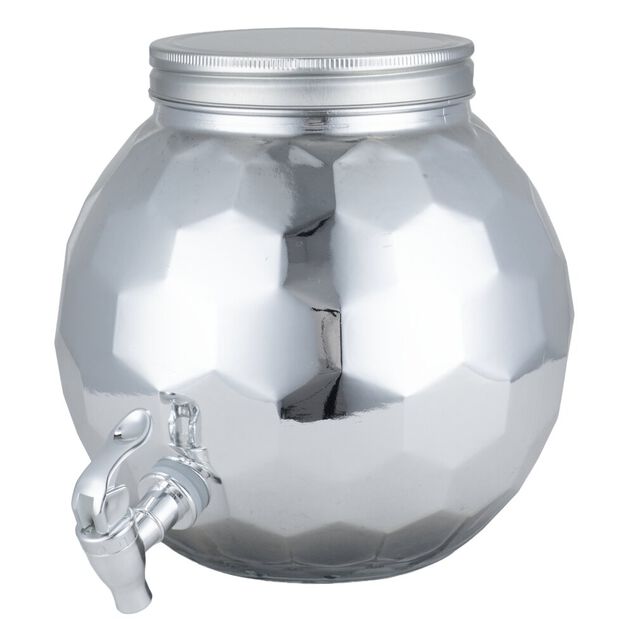 Distributeur de boisson forme boule disco 6L &Oslash;22X22 cm argent&eacute;
