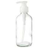Distributeur de savon 200ml en verre et plastique gris Ø6xH17cm