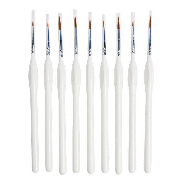 Pinceaux &agrave; bout rond bois et nylon H20cm - 9 pi&egrave;ces