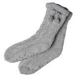 Paire de chaussettes int&eacute;rieur Femme gris avec pompons