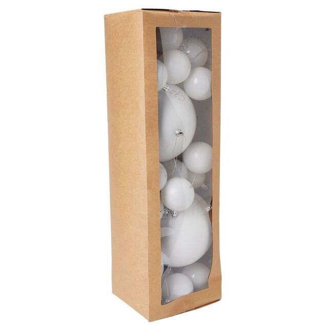 Boule de No&euml;l &Oslash;7cm x30 et &Oslash;15cm x2 blanc