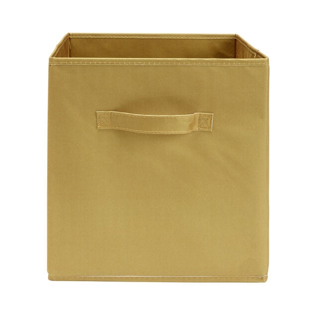 Pani&egrave;re de rangement Box Cube cartonn&eacute;e jaune moutarde 31x31xH29cm