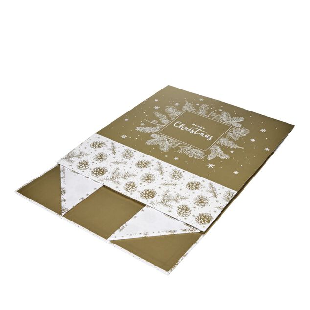Bo&icirc;te cadeau pliante dor&eacute;e grand mod&egrave;le L35cm
