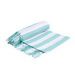 Fouta de plage 2 personnes marini&egrave;re blanc et vert 200x200cm