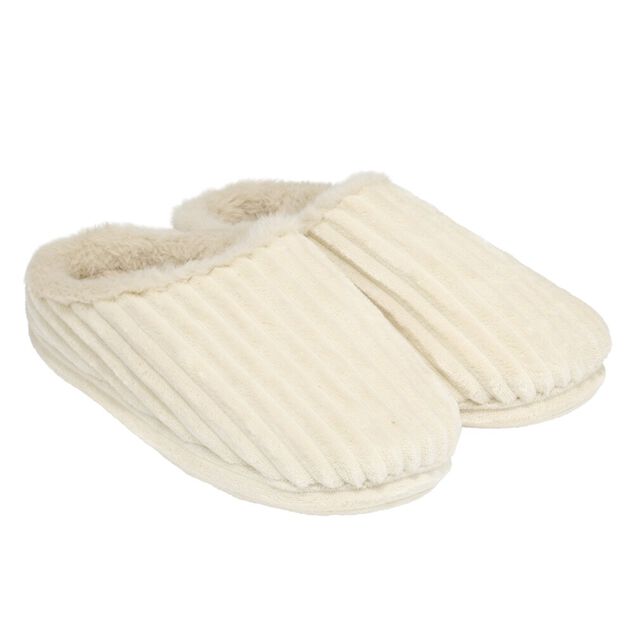 Chaussons femme c&ocirc;tel&eacute;s fourr&eacute;s beiges 38/39