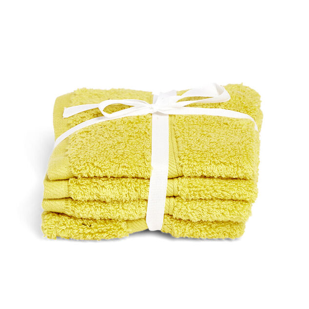 Lot de 4 serviettes invité coton jaune et noir 30x30cm