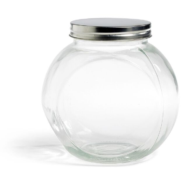 Bocal en verre 1.5L transparent couvercle m&eacute;tal 16x11,5xH16cm
