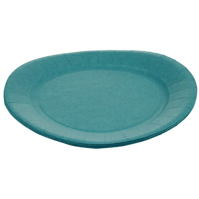 Lot de 10 assiettes en carton bleu canard &Oslash;23 cm